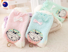 Women Girl Fancy Retro Fluffy frilly princess thermal Fleece warm Short Socks
