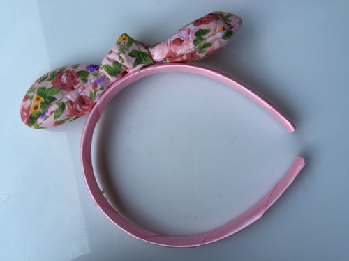 1x Girls Children Kids Cute Cotton Flower Print Bow Hair headband hoop hairband Pink floral