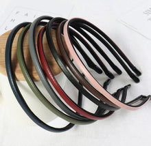 Women Girl Chic Slim Thin Synthetic leather Plain Hair Headband Head Band hoop