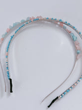 Women Girl Mini Blue Pink Beads Stone Look Party Hair head band headband Hoop
