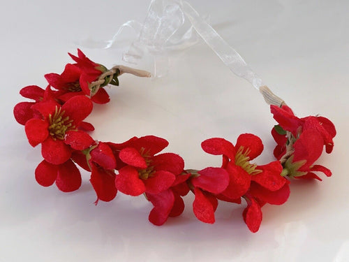 Women Flower Girls Boho Party Leaf orchid Braided hair headband Garland Tiara Red