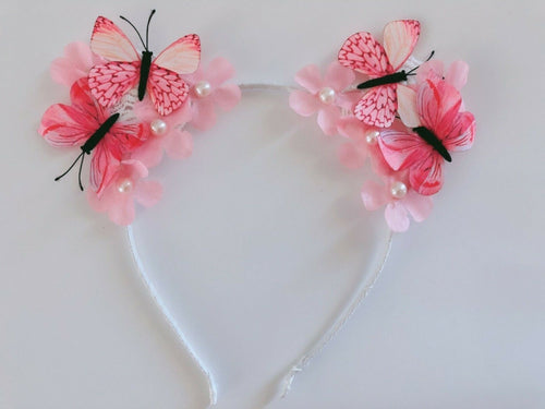 Women Girl Fairy Butterfly Party hair head band headband Garland Hoop Fascinator Pink Butterfly Headband