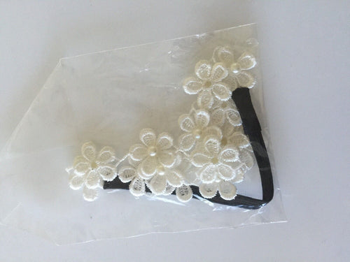 Women lady girl Wedding Bridal Bride Maid White Boho flower Lace Hair Head band #4