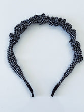 Women Girl Retro Bubble Wrinkled Puffy Scrunch Slim Hair Head Band Headband Hoop Black Check Headband