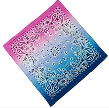 Women Girl Retro Rainbow Colorful Paisley Cotton Bandana Hair Headband Wrap Pink Blue