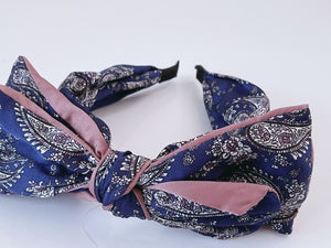 Women Girl Retro 70' 80' boho Bow Paisley Hair Band Headband Wide Wrap Hoop