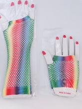 Women Girl Retro Arm Long / Short Net Fishnet Dance disco Party Rainbow Gloves