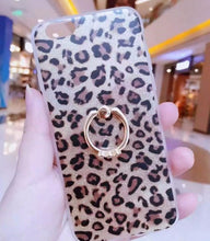 Lady Iphone 7 Plus 5.5” Leopard bling Ring Support TPU Case Protector Cover