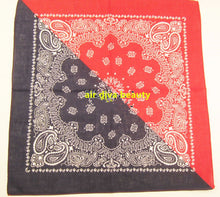 Women Men Retro Hip hop Cotton biker dance Paisley Bandana Hair Headband Wrap Black with red