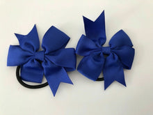 2x Girl Grosgrain School Ribbon Bow Hair Ponytail Tie Up Elastic band scrunchies