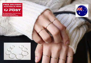 1Piece Women Lady Girl 925 Silver Rose Gold color Simple Slim Finger Ring band