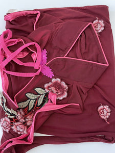 Women Embroidery Lace Sexy Sheer Qipao Collar Sleepwear Nighties Tunic Dress