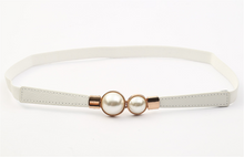 Women Gemstone Pearl Retro Elastic Stretchy Dress Narrow Slim Waist Belt Band