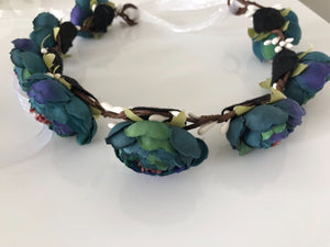 Women Girl Fairy camellia Flower Berry hair head headband Garland Ribbon Wreath
