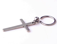 1x Mans Womens Gothic Titanium plated Cross Earring piercing Dangle Hoop 1 Piece in Silver