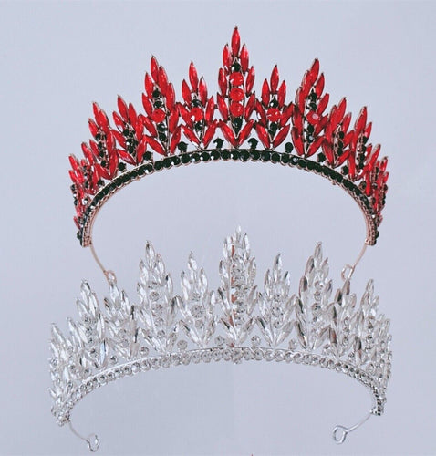 NEW Women Bride Wedding Crystal Red Or Silver Proper Prom Tiara Party High Crown