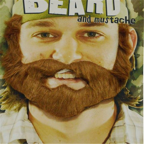 1x Funny Party Grandpa Men King Fake False Mustache Beard Costume Accessary Short Brown Fake Beard