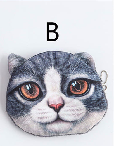 1x Lady Women Girls Kitty Cat Organizer Bag MINI pouch Coin key Card Bag Purse Grey kitty bag