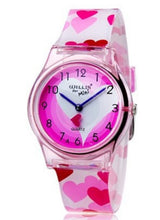 Children Kid Girl Teen Sweet Heart PU Silicone Band Wrist Watch Birthday Gift White Heart