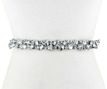 Women Shine Heart Crystal Rhinestone Bling Waist Dress Elastic Belt Waistband