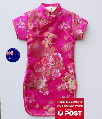 NEW Kids Girl Chinese Traditional QIPAO Costume Tunic Short Sleeve cheong Dress