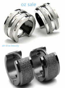 New Man Stainless Steel Frosted matte finish Hoop Earrings Piercings Gift him