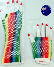 Women Girl Retro Arm Long / Short Net Fishnet Dance disco Party Rainbow Gloves