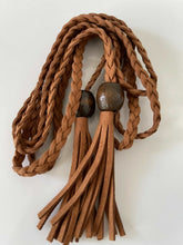 Women Lady Bohemian Boho Braid Long Suede leather Tassel Waist Belt Band Tie Camel Brown
