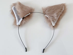 Women Children Fluffy Fur Cat Kitty fox animal Costume Ear Party Hair head band Beige Brown Fur Fluffy Ear Headband