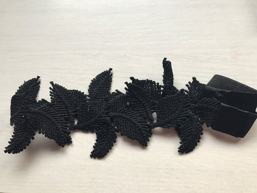 Women Lady Leaf Embroidery Boho Bohemia Retro Bride Lace Hair band Headband PROP Black