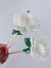 1x Women Creamy White Camellia Leaf Flower Styling boho hair U Bobby Pin