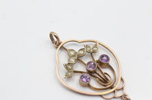 Antique Edwardian 9ct Rose Gold Amethyst Pendant