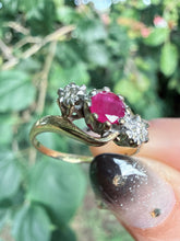 Vintage 9ct Gold Ruby Diamond Ring Size L
