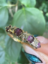 Vintage Sheffield 9ct Gold Amethyst Diamond Ring Size N