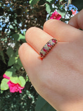 Vintage 9ct Gold Ruby Diamond Gypsy Ring Size Q