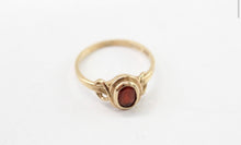 Vintage Birmingham 9ct Gold Natural Garnet Oval Bezel Ring Size L