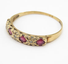 Vintage 1986 Ruby Diamond Eternity Ring 9ct Gold Size O