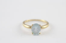 Vintage 1980s 9ct Gold Aquamarine Solitaire Ring Size K