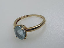 Vintage 1980s 9ct Gold Aquamarine Solitaire Ring Size K