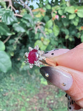 Vintage 10K Gold Ruby & Diamond Halo Ring Size L