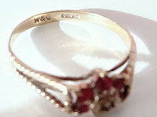 Vintage 1982 9ct Gold Ruby Diamond Flower Ring Size M