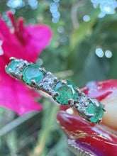 Vintage 2004 9ct Gold Emerald Diamond Ring Size O 1/2