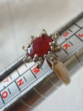Vintage 10K Gold Ruby & Diamond Halo Ring Size L