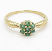 Vintage Birmingham 9ct Gold Emerald Daisy Cluster Ring