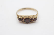 Vintage 9ct Gold Garnet Ring Size P Birmingham 1993
