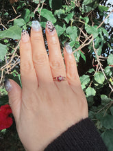 Vintage 1982 9ct Gold Ruby Diamond Flower Ring Size M