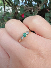Vintage 1986 9ct Gold Emerald Diamond Ring Size H