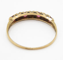 Vintage 1986 Ruby Diamond Eternity Ring 9ct Gold Size O