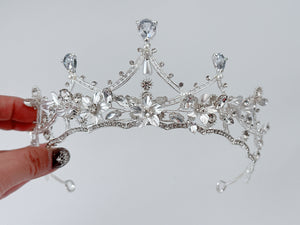 Women unique bride Prom Party Crystal Silver Color Tiara Crown