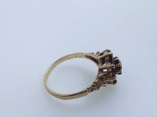 Vintage 9ct Gold Garnet Daisy Cluster Ring Size L 1/2